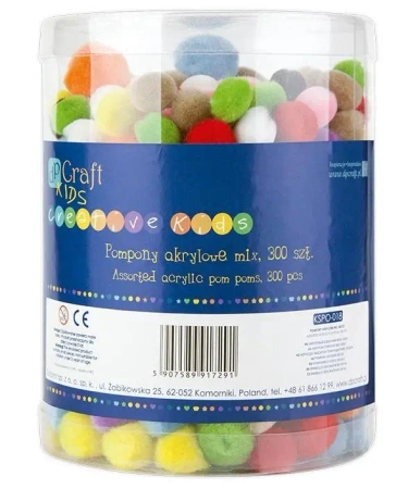 Pompony akrylowe 300szt mix - Dalprint dpCraft