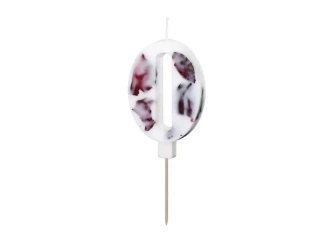 Świeczka 0 biała z płatkami 8cm - PartyDeco