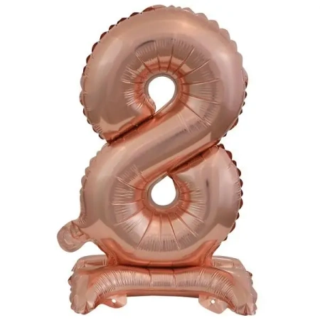 Balon foliowy mini cyfra 8 na stojaku różowe złoto - Amscan