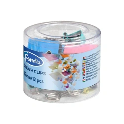 Klipy biurowe 32mm kolorowe pastel 12szt - Alfa Pastello
