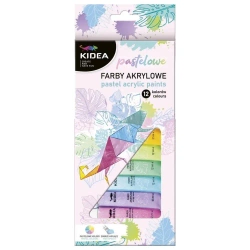 Farby akrylowe pastelowe 12 kolorów KIDEA - DERFORM