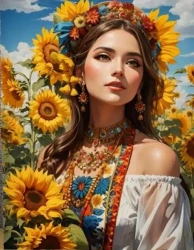 Diamentowa Mozaika Kobieta Słowianka w słonecznikach NO-2001722 - Norimpex