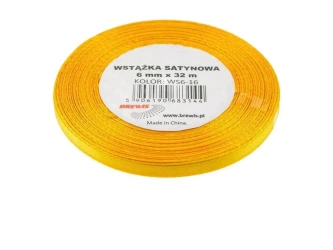 Wstążka satynowa żółta 6mmx32m - Brewis