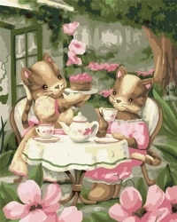 Malowanie po numerach - Picie herbaty.. 40x50cm - Ideyka