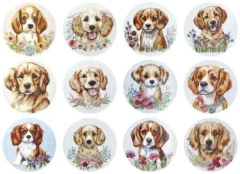 Naklejki papierowe na taśmie Psy 500szt - Titanum