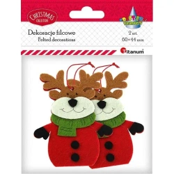 Zawieszki filcowe 3D renifery 75x90mm 2szt - Titanum