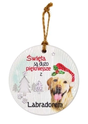 Zawieszka ceramiczna Boże Narodzenie Labrador - Kukartka
