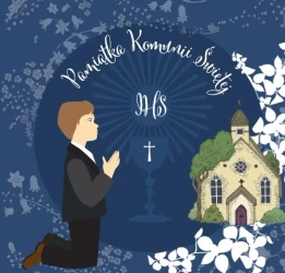 Karnet Swarovski kwadrat CL103_SG Komunia Chłopiec - Clear Creations