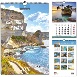 Kalendarz 2026 B3 13 planszowy Krajobrazy Świata - EV-Corp