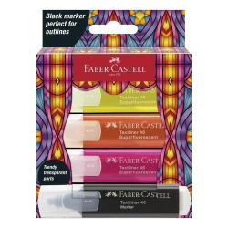 Zakreślacz Glassy 4 kolory neonowe + czarny - Faber Castell