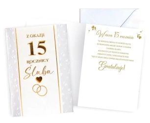 Karnet Rocznica ślubu 15 - Kukartka