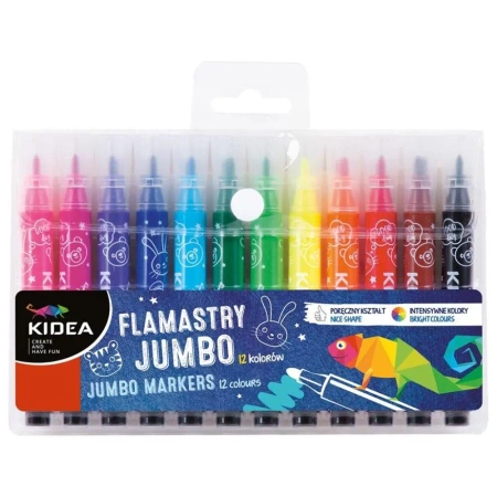 Flamastry Jumbo 12 kolorów KIDEA - DERFORM