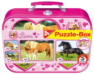 Puzzle 2 x 26 + 2 x 48 W walizce Love Konie 104964 - Schmidt Puzzle