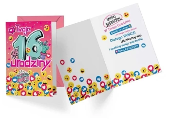 Karnet PR-341 Urodziny 16 dziewczynka - Kukartka