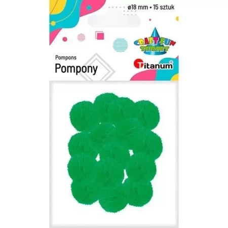 Pompony poliestrowe 18mm zielone 15szt - Titanum