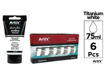 Farba akrylowa tytanowy biały 75ml (6szt) - Artix