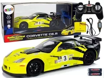 Auto sportowe R/C 1:18 Corvette C6.R żółty - Leantoys