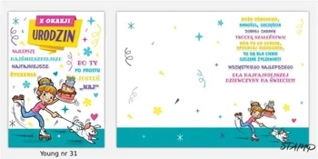Karnet Young B6 + koperta wzór nr 31 Urodziny - Stamp