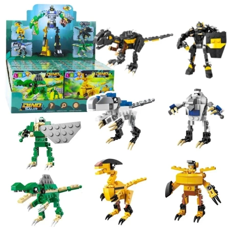 Klocki konstrukcyjne Dinozaur robot 2w1 MIX - Leantoys