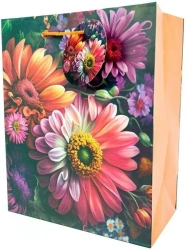 Torebka ozdobna matowa 18x23x10cm Kwiaty - Fresh