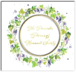 Karnet KW Komunia. Wianek z winogronem - Henry