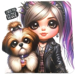 Notatnik 100x100/48K gładki TW Dziewczynka z psem - Fresh