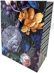 Torebka ozdobna matowa 18x23x10cm ciemne kwiaty - Fresh