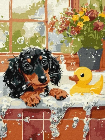 Malowanie po numerach - Kąpiel z kaczuszką 30x40cm - Ideyka