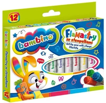 Flamastry ze stempelkami 12 kolorów BAMBINO - ST-MAJEWSKI