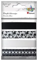 Wstążki rypsowe 16mm x 1m mix 4szt - Titanum