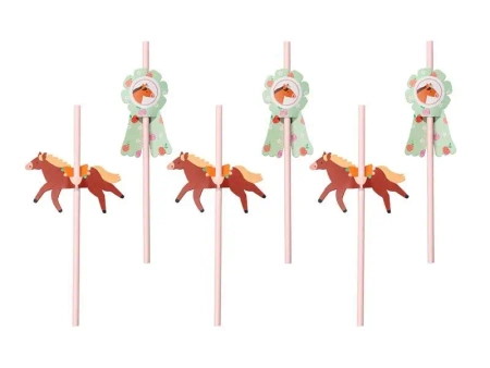 Słomki konie 19.5cm 6szt - PartyDeco