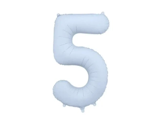 Balon foliowy cyfra 5 86cm mglisty niebieski - PartyDeco