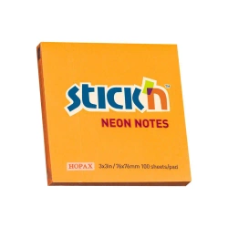 Notes samoprzylepny 76x76 mm pomarańczowy neon 100 kartek - STICKN