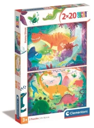 Puzzle 2x20 Funny Dinos - Clementoni