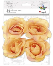Materiałowe róże 3D 75mm herbaciane 4szt - Titanum