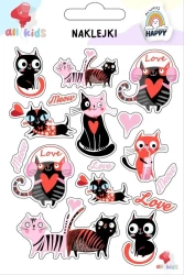 Naklejki dla dzieci Walentynki 3 Kotki - All4Kids