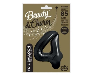 Balon foliowy B&C cyfra 4 matowa czarna 85cm - Godan