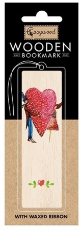 Zakładka drewniana Para serce Ślub - Cozywood