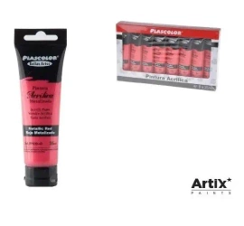 Farba akrylowa 35ml czerwona metaliczna (8szt) - Artix
