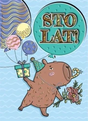 Karnet A5 Urodziny - Kapibara akrobatka - Henry