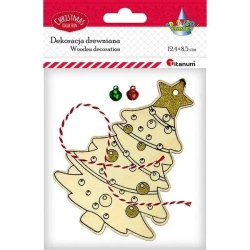 Zawieszka drewniana choinka 90x131mm - Titanum