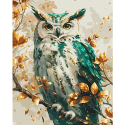Malowanie po numerach BRUSHME 40x50 cm Gold Szmaragdowa Sowa