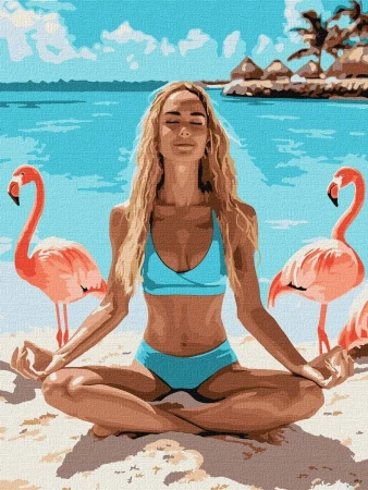 Malowanie po numerach - Joga z flamingami 30x40cm - Ideyka