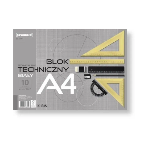 Blok techniczny A4 Premium biały 160g 10 arkuszy - Penword