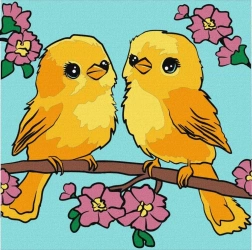 Malowanie po numerach - Tęczowe ptaki Kids 25x25 - Ideyka