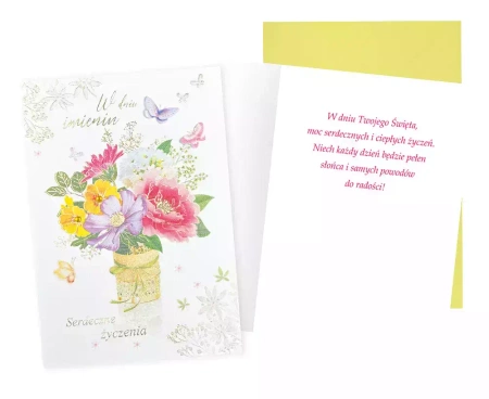 Karnet imieninowy, w kwiaty