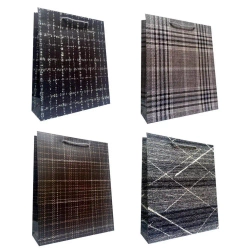 Torebka prezentowa uniwersalna L ciemna krata mix - Ju-Piter