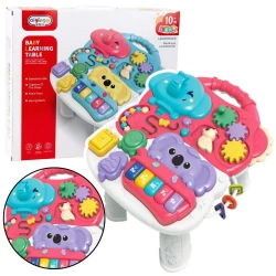 Stolik edukacyjny muzyczny sensoryczny różowy - Leantoys