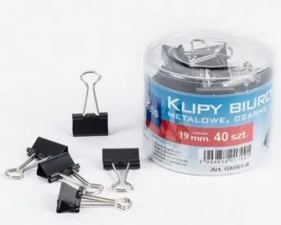 Klipsy biurowe 40szt. GK001-B - Tetis