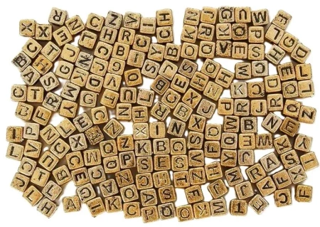 Koraliki ABC - Złote literki 6mm 30g - Fandy